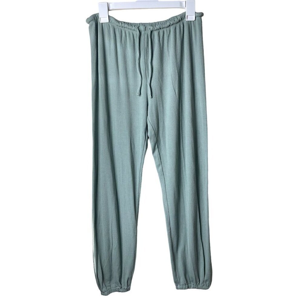 Knix Women's Flowy Softly Rib Lounge Pant M Pajama Mint Green Drawstring Pull On